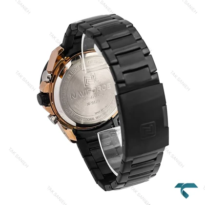 ساعت نیوی فورس NF9171 مردانه رزگلد مشکی NaviForce-7058-G