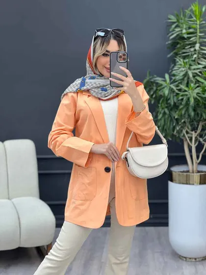 مانتو لینن کتی تک دکمه