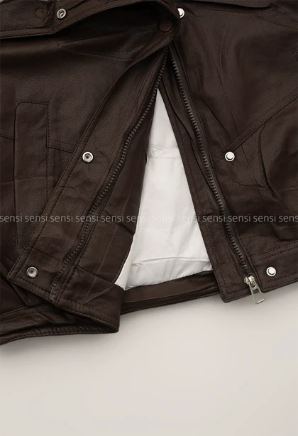 کاپشن چرم وارداتی یقه تدی کد1004847