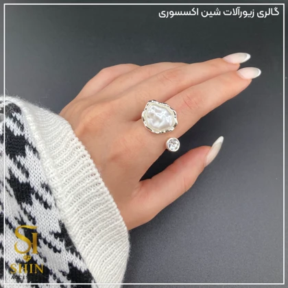 انگشتر زنانه میناکاری ده /ابکاری نقره کد azm09