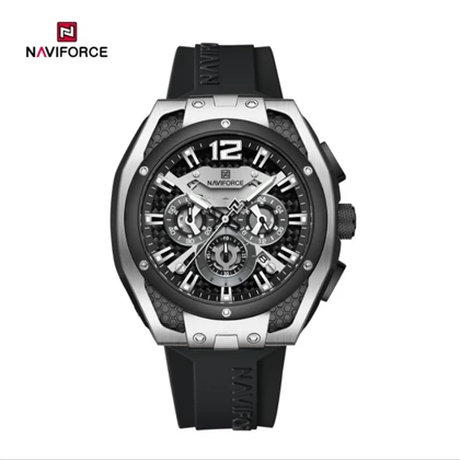 ساعت مچی اورجینال نیوی فورس NF 8063 سه موتوره قاب سیلور مدل m-10370