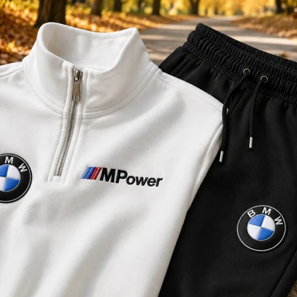 ست مردانه هودی نیم زیپ و شلوار مدل Mpower