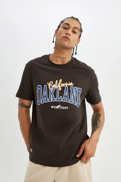 تیشرت آستین کوتاه یقه پرینت معمولی C5671AX24HS