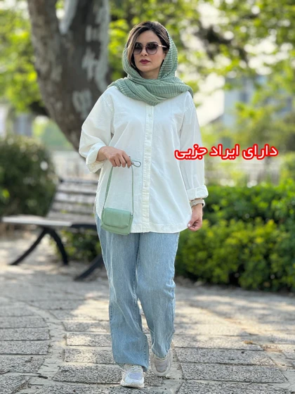 شومیز مانتویی سفید ( دارای ایراد جزیی)