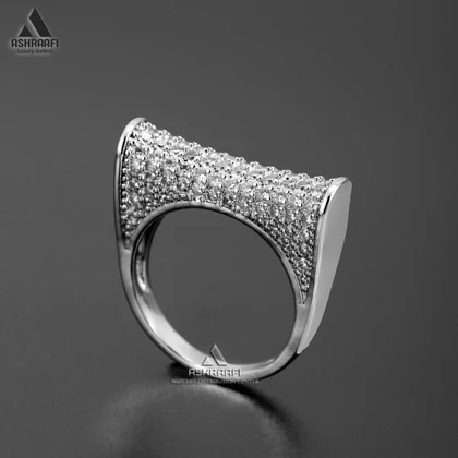 انگشتر نگین‌دار نقره‌ای Women Diamond Ring S02