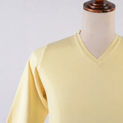 پلیور بافت یقه هفت زرد کره ای مردانه