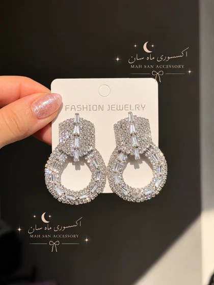 گوشواره جواهری عروس نگین‌دار کد JW0014