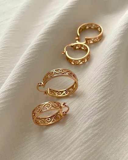 گوشواره حلقه‌ای قجری ژوپینگ