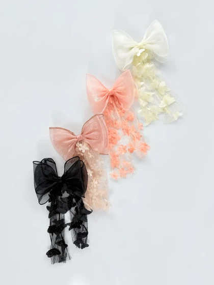 گیره مو انبری پاپیون دوبل حریر