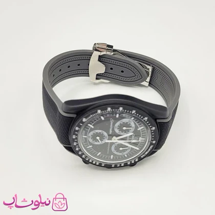 ساعت امگا سواچ moonswatch با بند رابر زنانه مردانه رنگ فول مشکی کیفیت مستر کد 3750