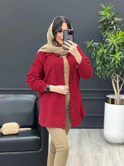مانتو جین رنگی دو جیب