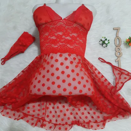 لباس خواب توری کاپ‌دار Anahel کد 7081