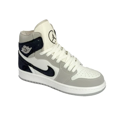 کتانی اسپرت مردانه مدل نایک ایرجردن1 ساق‌دار Nike Air jordan1 رنگ سفید طوسی کد 51489