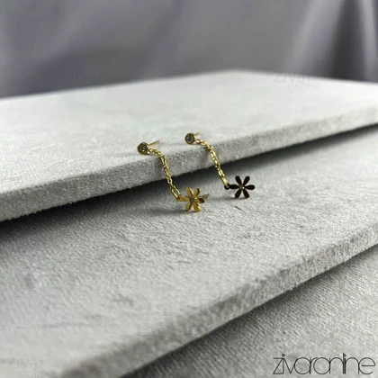 گوشواره زنانه دوتایی مدل گل 20396