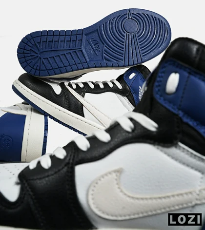 کفش کتانی ساق‌دار سفید آبی مشکی مردانه NIKE travis scott مدل 6707