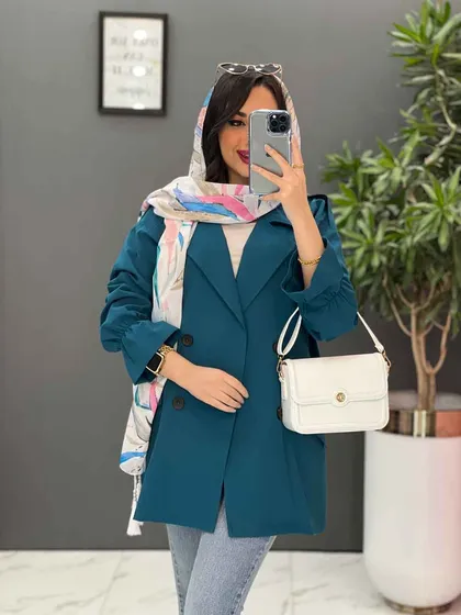 مانتو کتی چهاردکمه آستین کش