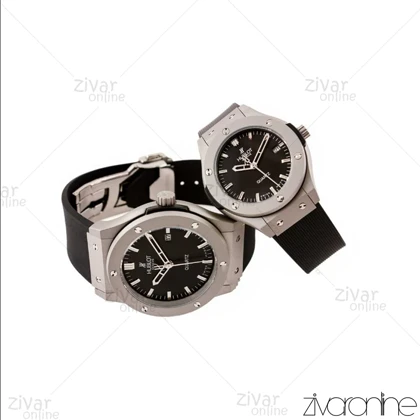 ست ساعت هابلوت کلاسیک فیوژن طوسی مشکی بند رابر 103052