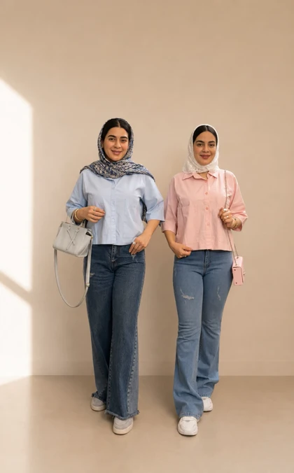 شومیز کراپ دو جیب