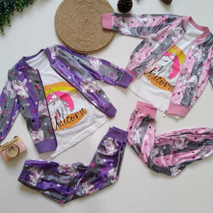 سه تیکه مخمل سویشرت شلوار یونیکورن