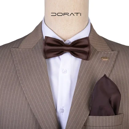 ست پاپیون و پوشت قهوه‌ای 7156