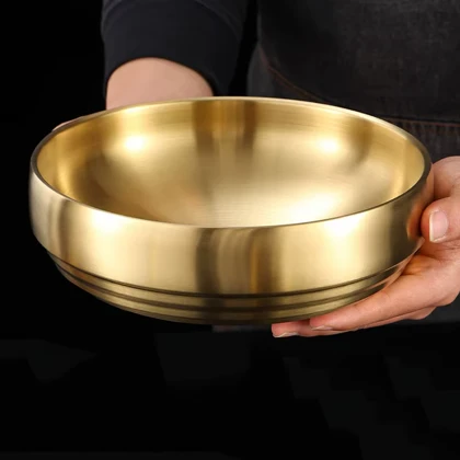 کاسه دو جداره استیل طلایی یونیک پلاس / Unique plus در سه سایز