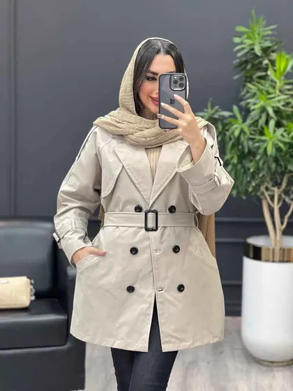 بارانی شش دکمه ژیله گرد کوتاه