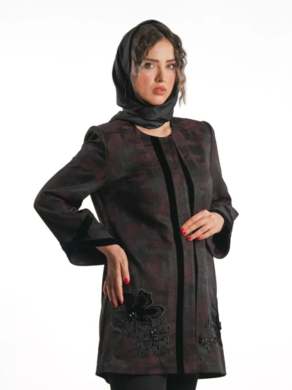 مانتو ژاکارد یقه‌گرد کد 8202