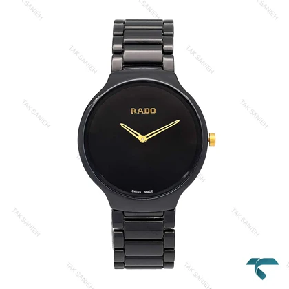 ساعت رادو مردانه مشکی سرامیکی عقربه طلایی Rado-6337-G