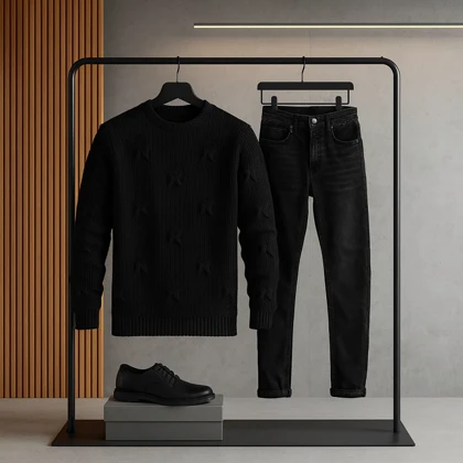 پلیور زاپ‌دار مشکی مردانه مدلDeta