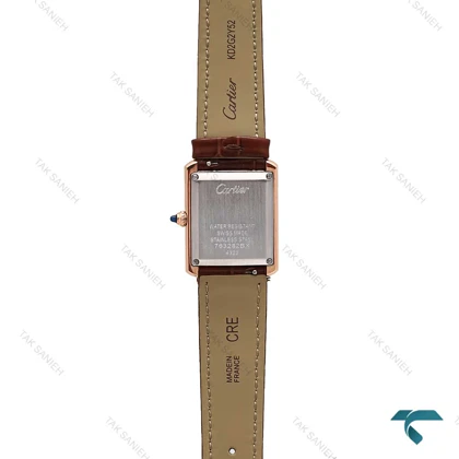 ساعت زنانه کارتیر Tank رزگلد بند چرم قهوه ای اسمال Cartier-6861-L