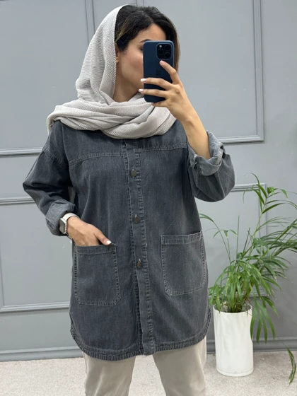 مانتو جین جیب پایین