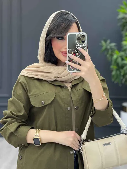 مانتو جیب نما بغل سه دکمه