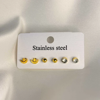 پک گوشواره استیل طلایی کد 06