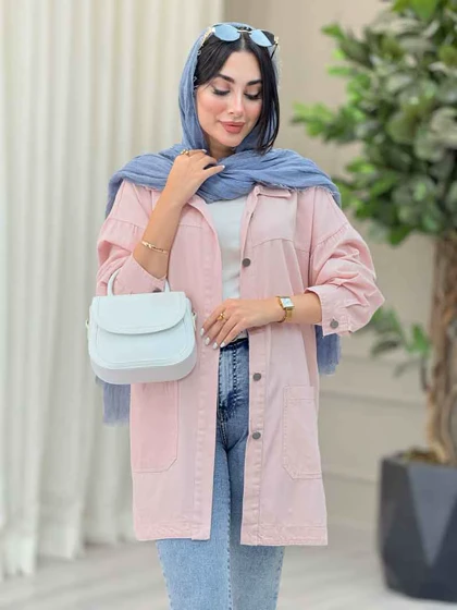 مانتو کتان بغل سه دکمه جیب پایین