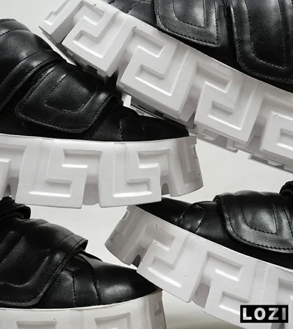 کفش کتانی چسبی مشکی سفید VERSACE