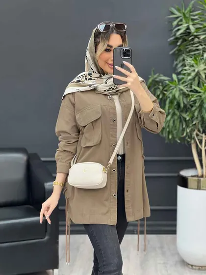 مانتو لینن جیب پیله بنددار
