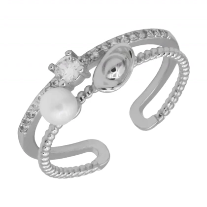 انگشتر زنانه طرح اشکی مروارید و نگین