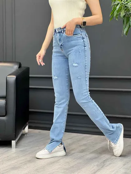 شلوار اسکینی زاپ‌دار پایین چاک 12607