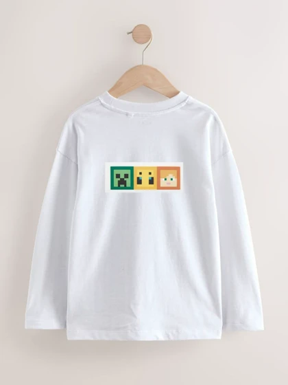 بلوز آستین بلند سفید طرح ماینکرافت