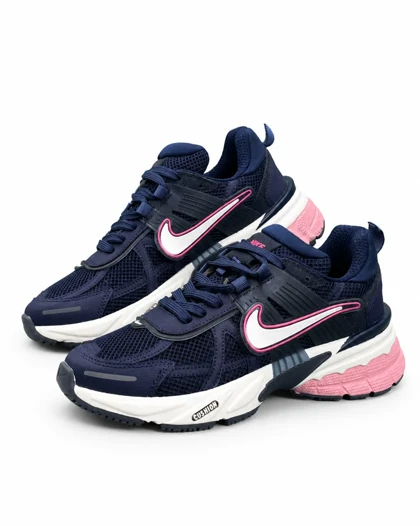 کفش کتانی زنانه مدل نایکی سرمه ای صورتی (بالاترین کیفیت ایران) NIKE V2K