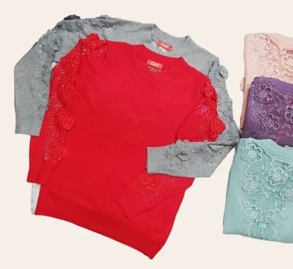 بلوز بافت مجلسی زنانه گپ ترک گل برجسته