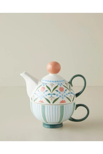 ست قوری English Home مدل Nostalgic Whispers New Bone China - سبز
