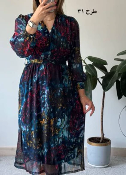 پیراهن حریر سرمه سری 11