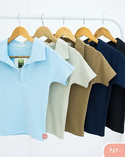 تیشرت کرکره ای یقه دار 4520