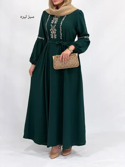 پیراهن بلند سوپرکلوش گلدوزی لعیا 1
