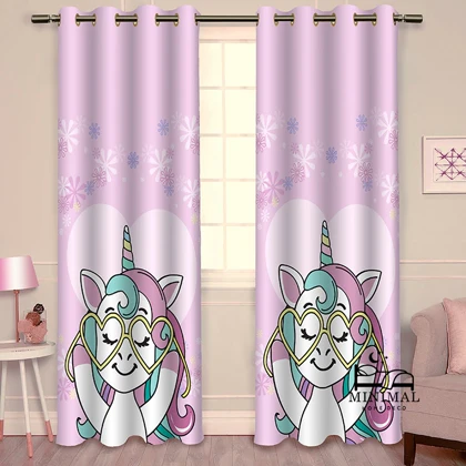 پرده کودک طرح اسب تک شاخ مدل W4639