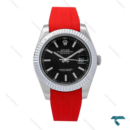 ساعت مردانه رولکس DateJust 2 بند رابر قرمز Rolex-6612-G