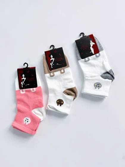 جوراب مچی نخ پنبه طرح خرگوش رنگی