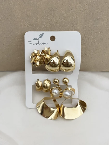 پک گوشواره طلایی فشن زنانه 921