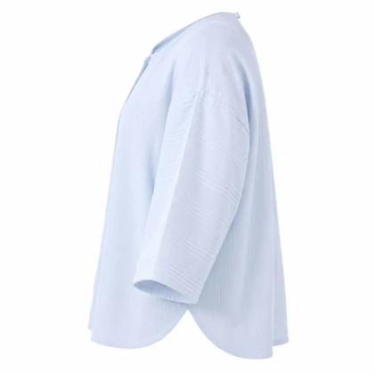 شومیز باکسی آبی کیمونو یقه گرد سایز 42 تا 46 کد 3293